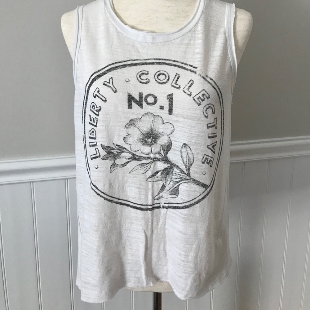 Liberty Collective No. 1 White Muscle Tee Floral Tank Top Scrapbook Medium